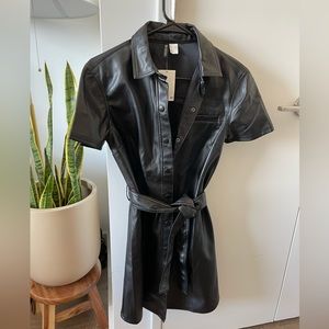 H&M Belted Leather Dress